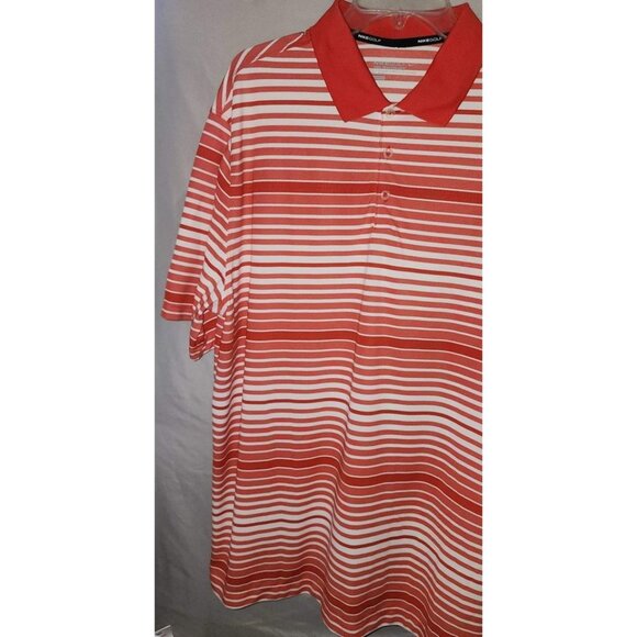 Nike Golf Red & White Striped Polo Shirt XXL - Picture 3 of 10